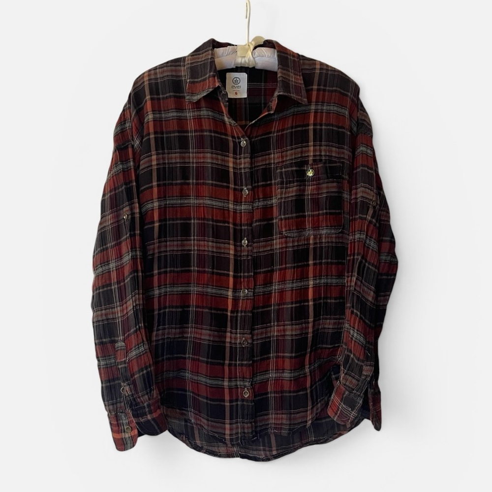 Ever Made in USA Y2k Lightweight Flannel black red grunge streetwear classic